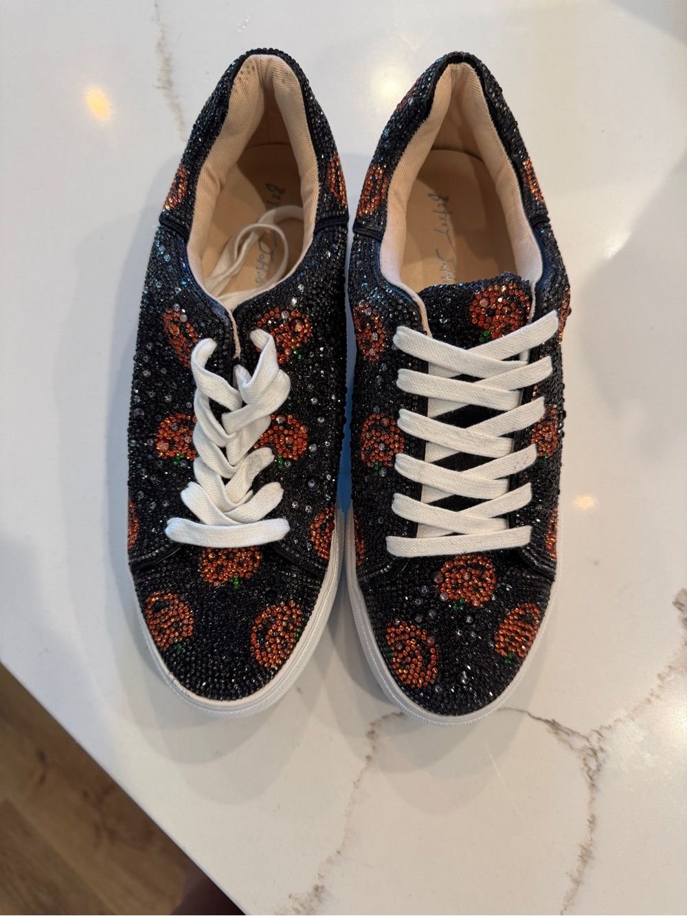 Betsy Johnson Women’s Black Pumpkin Crystal Platform Sneaker - Picture 2 of 5